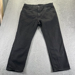 Wrangler Jeans Men's 42x30 Black Cotton Denim Straight Leg Dark Wash Workwear - Picture 1 of 9
