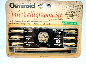 SEALED Osmiroid Italic Calligraphy Fountain Pen LEFT HANDER 22 Carat Gold Plated - Picture 1 of 7