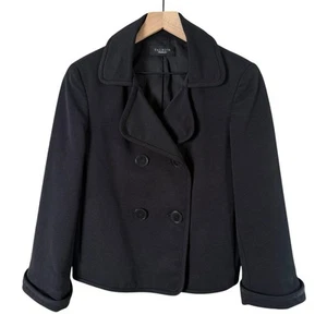 Talbots 14 The Grace Fit Zweireiher Ripp Blazer Sakko Baumwolle Seide Schwarz - Bild 1 von 12
