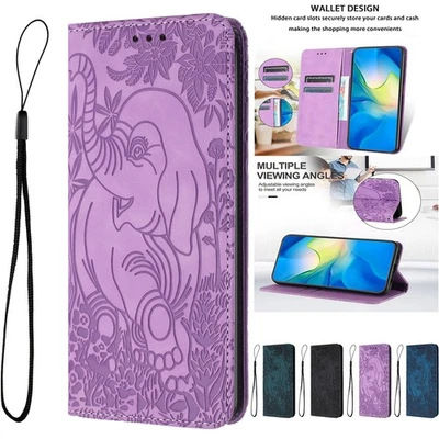 For Samsung A17 A35 A55 A05S A07 Elephant Pattern Wallet Case Shockproof Cover - Image 1 of 4