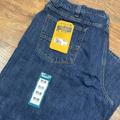 Carhartt Men RELAXED FIT FLANNEL LINED JEANS 42x30 DENIM BD4942-M WORKWEAR NWT - Image 1 of 4