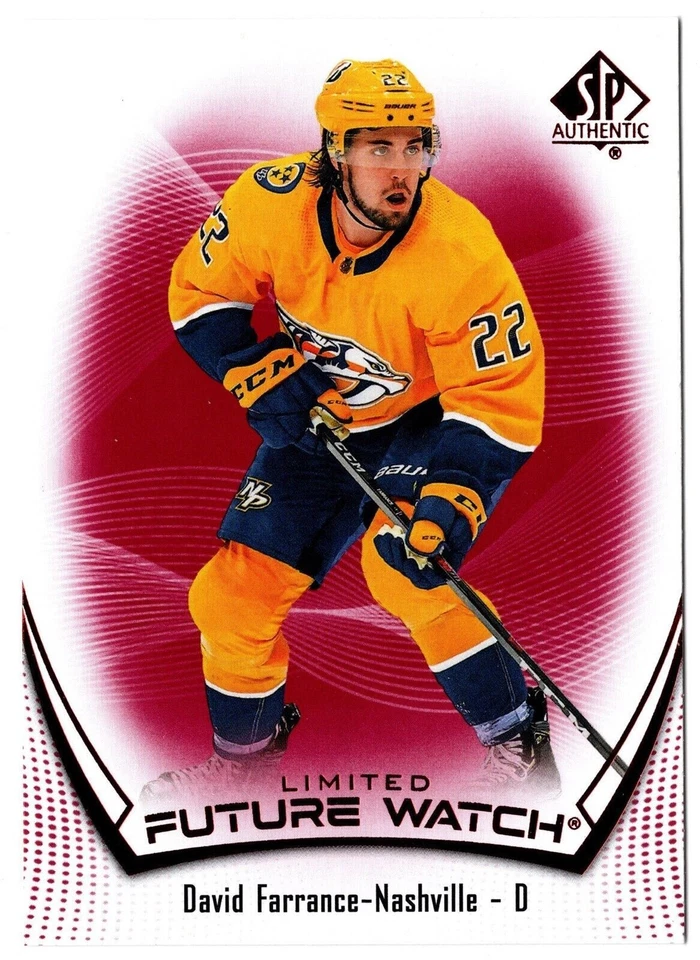 2021-22 UD SP Authentic Future Watch Red DAVID FARRANCE #117 Nashville Predators - Image 1 of 1