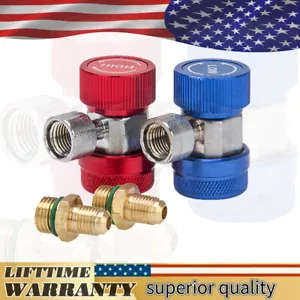 2X Low/High Refrigerant Quick Connector Adapter Coupler Auto A/C Manifold Gauge - Picture 1 of 17