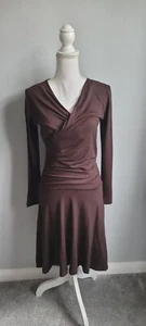 Women's Brown Ruched Front Dress XS UK 8 Bamboo Stretch - Picture 1 of 7