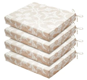 Outdoor Chair Cushions Patio Cushions Beige Floral 18.5 x 16 x 3 inch Set of 4 - Picture 1 of 4
