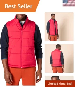 Stylish Water-Resistant Red Puffer Vest for Men - Midweight Warmth & Comfort - Picture 1 of 9