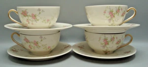 THEODORE HAVILAND New York PINK SPRAY Cup & Saucer SET OF FOUR - Picture 1 of 3