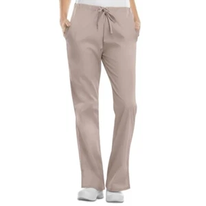 NWT CHEROKEE NATURAL RISE FLARE LEG DRAWSTRING PANT-SCRUBS BEIGE SIZE L SET OF 2 - Picture 1 of 13