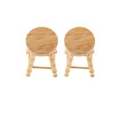 2pcs Wood Bar Stools Dollhouse Miniature Furniture Accessory 1/12 Scale