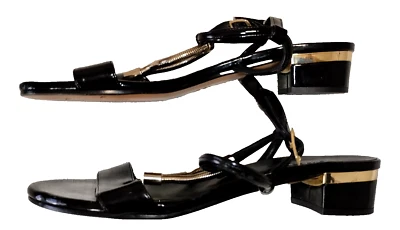 SCARPE donna  sandali albano  - nero e oro  - vero cuoio - n 41 - Imagen 1 de 4