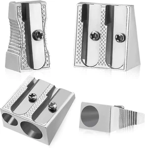 Metal Pencil Sharpeners, 4Pcs Manual Double Hole Pencil Sharpener for Colored Gr - Picture 1 of 7