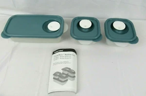 New Tupperware Crystalwave Microwavable Bowls Set x 3 Square Modular New - Picture 1 of 3