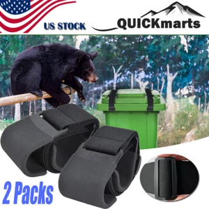 2PCS Trash Can Locks for Animals Raccoon Bear Proof Adjustable Elastic Bin Belts - Picture 1 of 10