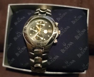 Bulova Marine Star Watch 98G86 Men's Chronograph Miyota 0510 Two Tone Stainless - Picture 1 of 5