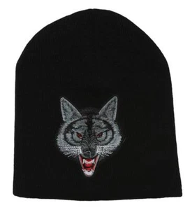 Growling Wolf Black Short Beanie - Picture 1 of 1