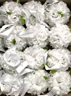 Kissing Ball White Silk Rose 4" Wedding Bouquet Pomander Party Decor LOT OF 12