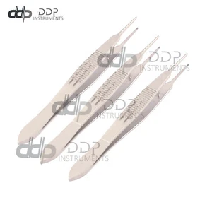 3 Stück neue ophthalmologische Castroviejo Pinzette 4 Zoll Naht 0,5 mm Binden 1x2 Mikrozähne - Bild 1 von 3