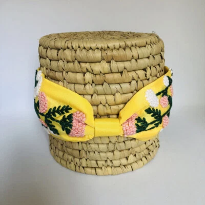 Diadema hecha a mano para mujeres niñas envoltura banda para el cabello anudada amarilla margarita Foto 1 de 3