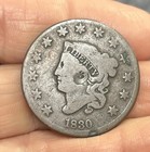 1830 Liberty Coronet Head Large One Cent Lg Stars & Med Date Coin