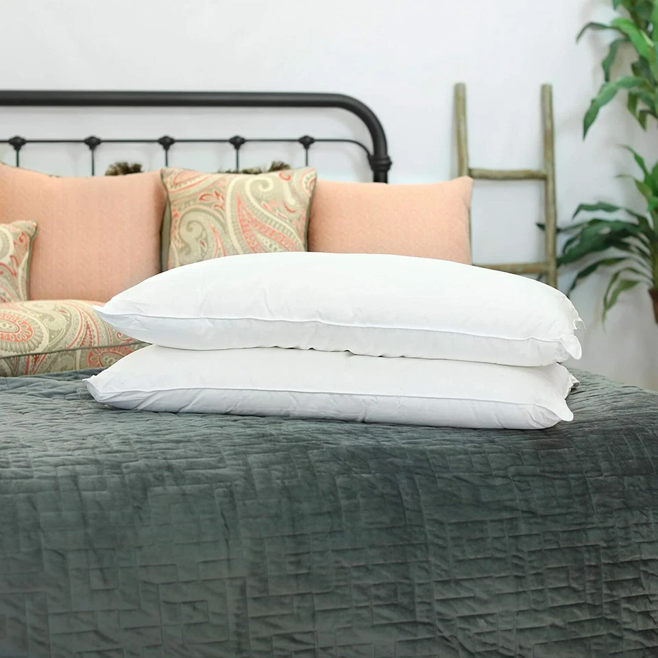 Pair of Mulberry Silk-Filled Pillows. Microfiber Inner Core for Extra Support. - Image 1 of 4