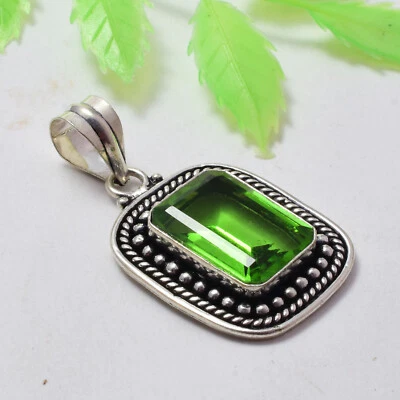 Colgante hecho a mano de plata de ley 925 con piedras preciosas de topacio peridoto Foto 1 de 4