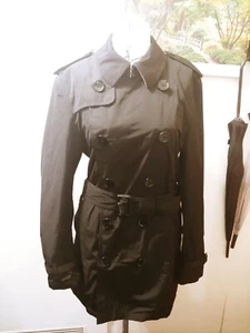 Trenchcoat Military Vintage Gothic Mantel Jacke Reiter Burberry Damen schwarz M - Bild 1 von 18