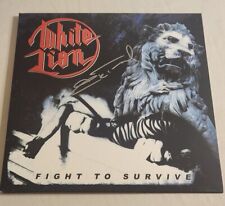 White Lion Autographed Fight To Survive White With Red & Black Splatter Vinyl LP