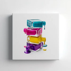 Colourful Nail Polish Drip Canvas Print Wall Art Stylish Home Decor Wall Hanging - Picture 1 of 12