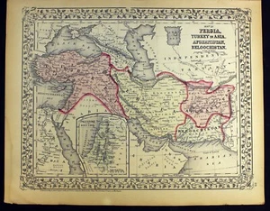Antique 1872 Map of Persia Turkey in Asia Afghanistan Beloochistan Iran Iraq - Picture 1 of 6