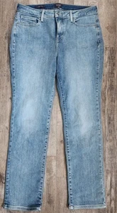 NYDJ Jeans 10 Sheri Slim Stretch Denim Medium Wash Slimming Pockets Zip Blue - Picture 1 of 11