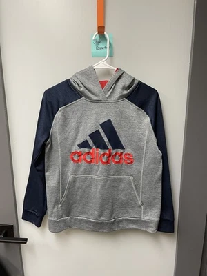 Moletom com capuz Adidas juvenil masculino cinza/vermelho/preto - Tamanho G (14/16) - Imagem 1 de 3