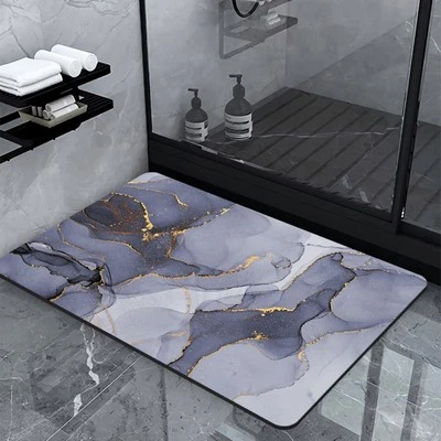 Badematte rutschfest saugfähig Badvorleger Badezimmerteppich Grau-007 - Bild 1 von 4