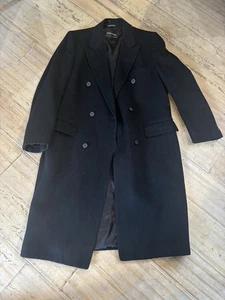 Pierre Cardin 60s 70s Heavy Double-Breast Coat Mens Sz L Black Wool - Picture 1 of 11