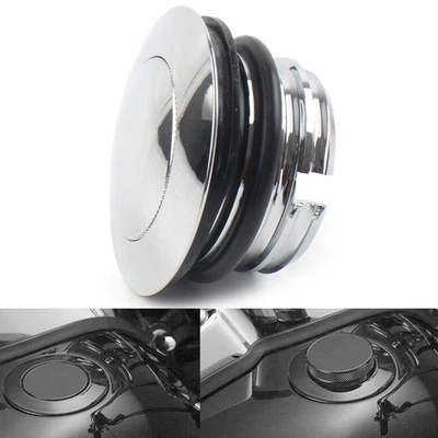 Chrome Left Hand Thread Fuel Tank Gas Cap Cover For Harley 1982-2017 Motorcycle - Image 1 of 4