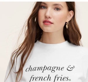 NUEVO CON ETIQUETAS KATE SPADE Target Champagne & French Fries Camiseta Blanca Manga Corta M - Imagen 1 de 2