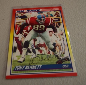 Tarjeta de novato 1990 Score #304 Tony Bennett Green Bay Packers firmada automática RC NFL - Imagen 1 de 2
