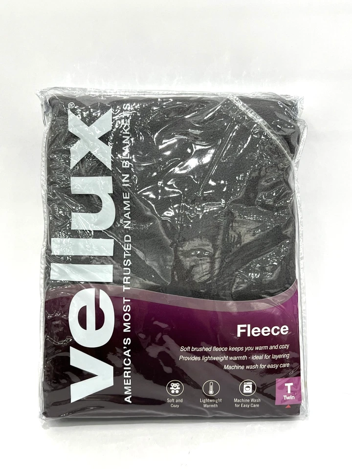 Vellux Twin Size Soft Brushed Fleece Bed Blanket 100% Polyester Tornado Gray NEW - Image 1 of 4