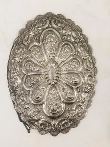 Vintage Sterling Silver Hanging Oval Ropousse Turkish Wedding Mirror Large - Picture 1 of 16