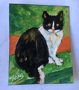 8x10 Original Painting Pet Cat Portrait On 8x10 Art Board, Ready To Hang - Picture 1 of 1