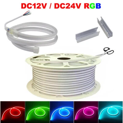 Neon LED Strip DIY 5050 RGB 80LEDs/m Tube Waterproof Flexible Lights DC12V/24V - Image 1 of 4