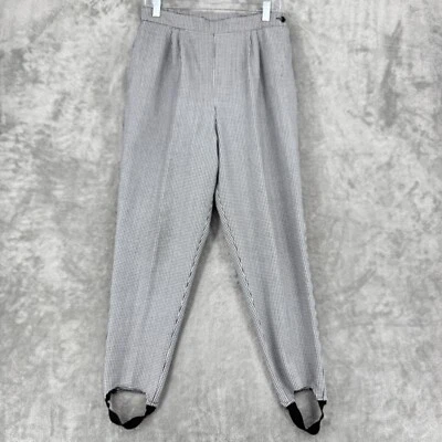 Calça Leslie Fay Vintage Feminina 8 Bolsos Gingham Estirrupto Plissada Casual Clássica - Imagem 1 de 4