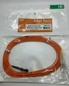 Multimode Fiber Optic MTRJ to LC Patch Cord (QVS 16ft/5m LAN Patch Cord) - NEW - Picture 1 of 1