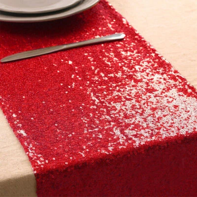1/5/10/25pcs Glitter Sequin Table Runner Cover Shinny Wedding Party Decor - Image 1 of 4