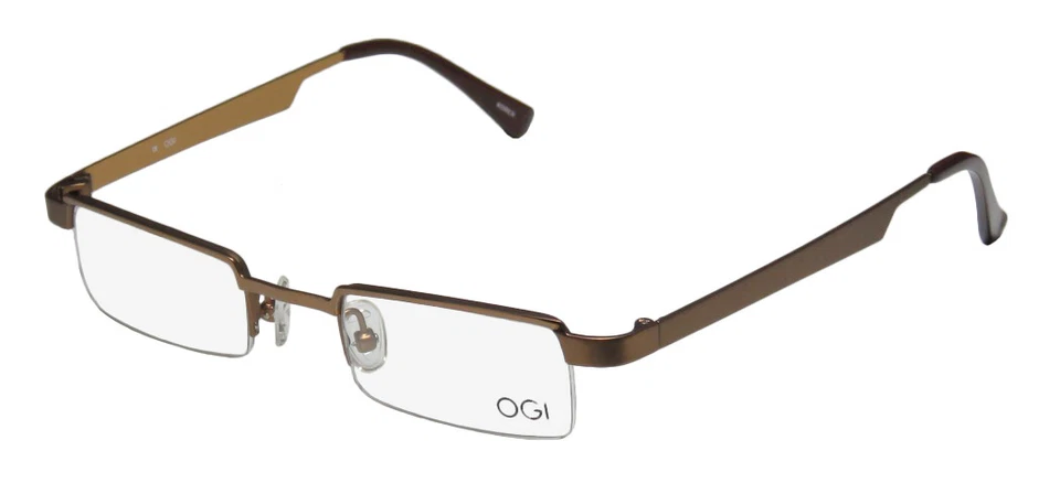OGI 2204A EYEGLASSES BROWN 44-21-140 HALF-RIM METAL 755 UNISEX RECTANGULAR