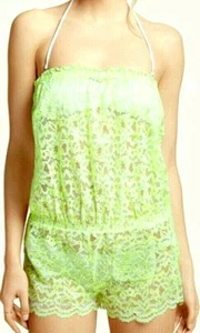 NEW VICTORIA'S SECRET CUTE LACE COVER-UP ROMPER VENDGREEN SZ MEDIUM MSRP $59.50 - Picture 1 of 3