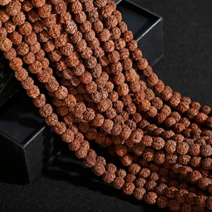 Natural Rudraksha Mala Beads 6/8/10mm Bead Prayer Buddhist Necklace Bracelet - Picture 1 of 11