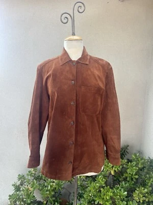 Chaqueta Top De Cuero Gamuza Marrón De Colección Talla M Oso Dorado SF Foto 1 de 4