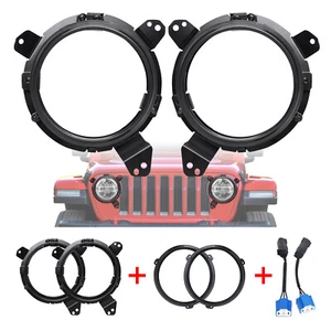LED Round Headlights Mounting Brackets Ring Bezel for Jeep Wrangler JL 2018-2024 - Picture 1 of 11