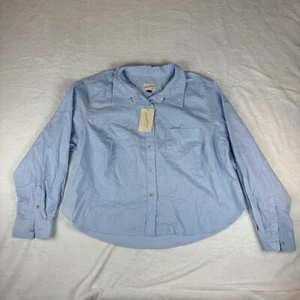 Universal Thread Shirt Women 2XL Blue Cropped Fit Long Sleeve Collar Botton Down - Picture 1 of 5