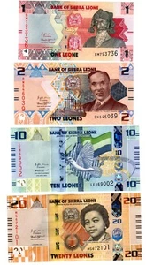 LOT SET SERIE 4 BILLETS Sierra Leone 1 2 10 20 Leones 2022 P34 35 37 38 NEUF UNC - Imagen 1 de 2